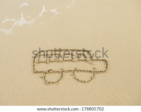 bus drawing in the sand