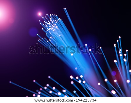 Optical fibers of fiber optic cable. Internet technology