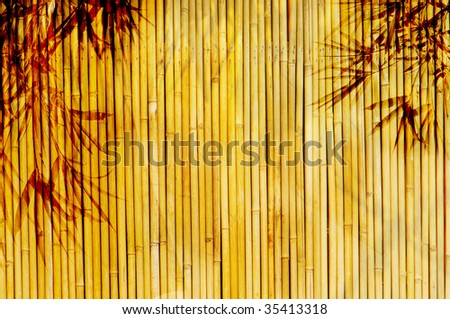 Light Golden bamboo Background great for any project. frame of bamboo-leaves background.