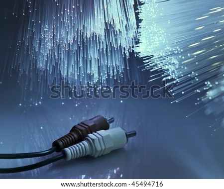 audio/video cables with fiber optical background