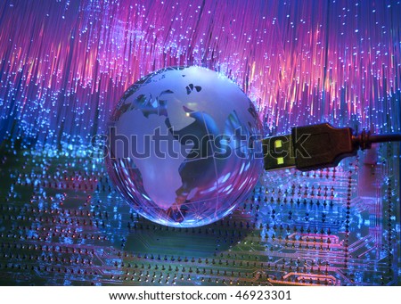 computer data concept with earth globe against fiber optic background more in my portfolio