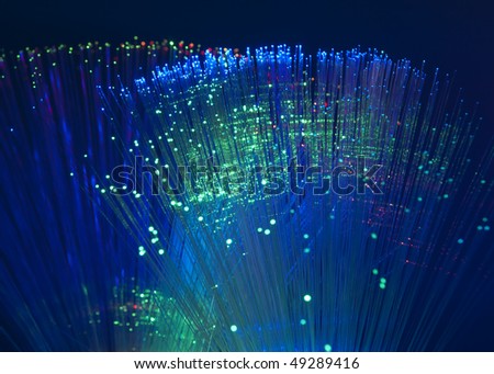 technology background, Bunch of green red fibre optics