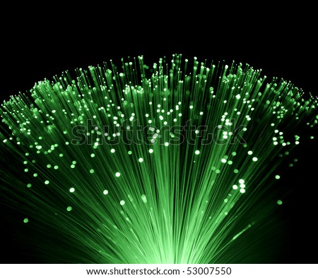 technology background, Bunch of green red fibre optics