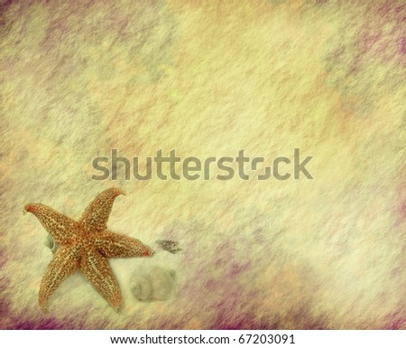 starfish with old grunge antique paper texture
