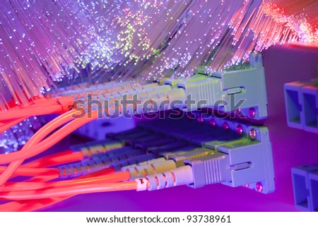 optic fiber cables connected to an optic switch