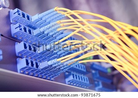 optic fiber cables connected to an optic switch