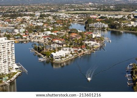 Aerial view of Gold Coast city, Queensland, Australia.