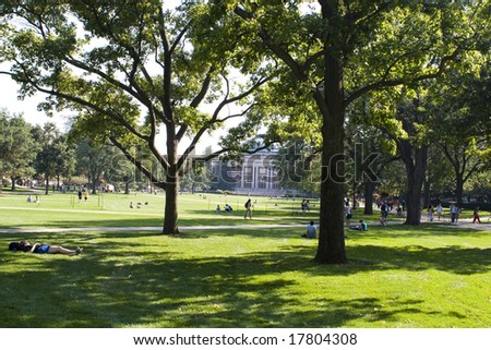 Color photograph of the University of Illinois Quad in the center of campus.