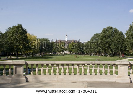 Color photograph of the University of Illinois Quad in the center of campus.
