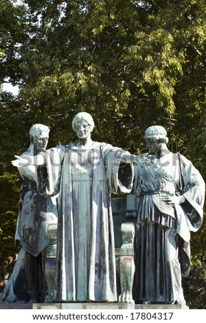 Color photograph of the University of Illinois Alma Mater statue on campus.