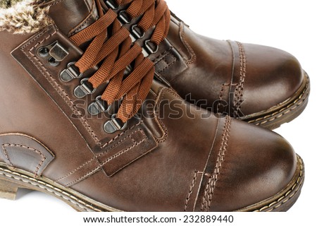 Winter boots, men's, brown, with laces and thick soles