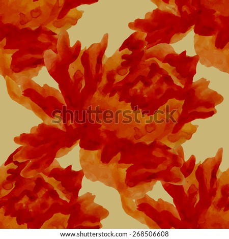 Watercolor painted flowers, seamless background.