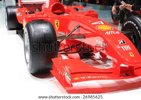 GENEVA - MARCH 7 : A Ferrari formula one F1 car on display at 79th International Motor Show Palexpo-Geneva on March 7, 2009 in Geneva, Switzerland. More than 130 vehicles being introduced.