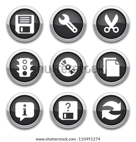 black basic application buttons