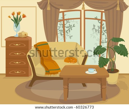 Cartoon Living Room Stock Vector 60326773 : Shutterstock