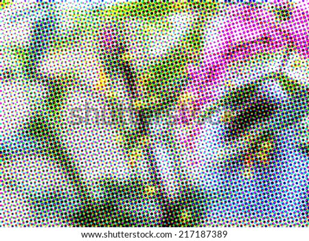 Pink Globba winiti ginger flower pixel blurred abstract