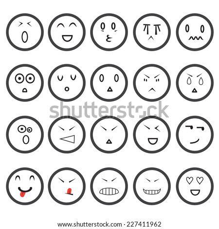 emotion faces icon set on white background vector