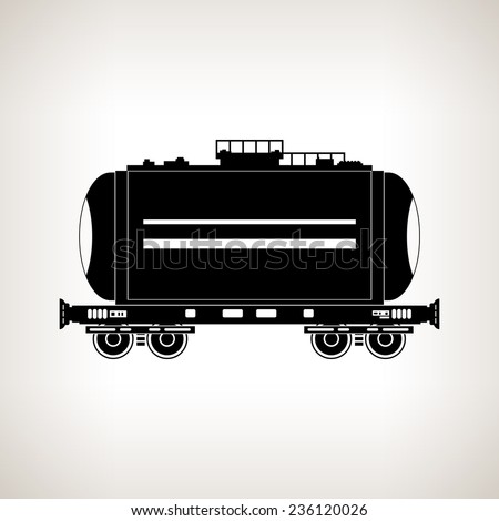 Silhouette  railway car the tank for transportation of liquid and loose freights, oil, the liquefied gas, milk, cement, flour, water on a light background, black and white  vector illustration