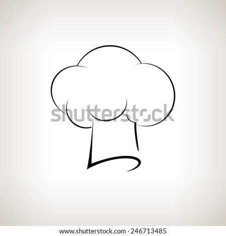 Silhouette chefs  hat , chefs toque hat on a light background,  black and white  illustration