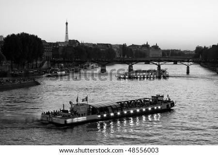 Water bus in the Seine in Paris, France.