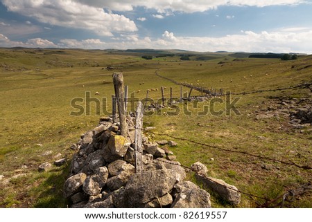 Landscape of Aubrac in the South-West of France