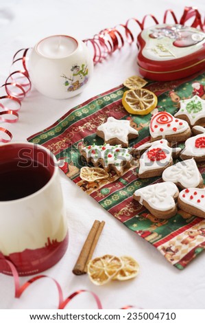 Christmas Ginger Cookies and Tea. Christmas Baking.