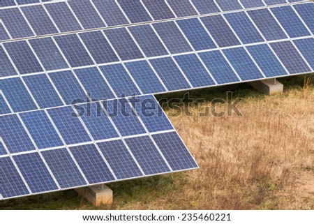 Solar panel farm producing clean green energy
