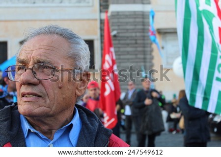 Rome, Italy - 08 november 2014 - Trade union demostration - Manifestation of public employees for the renewal of the expired contract for 5 years