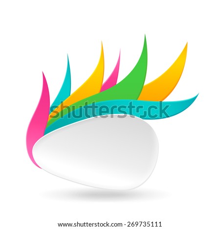 White banner decorated with color ribbons. Banner isolated on white background. Raster copy.
