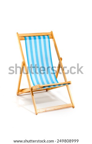 Blue beach chair isolated on white, studio shot