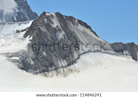 the aiguille de la Varappe on the border of france and switzerland in the mont blanc range, close to the Chamonix-Zermatt haute route