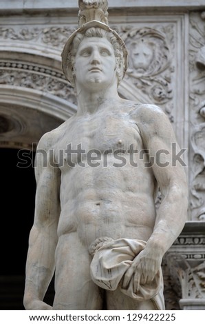 marble statue of Mars the god of war. From the Doge\'s Palace in Venice