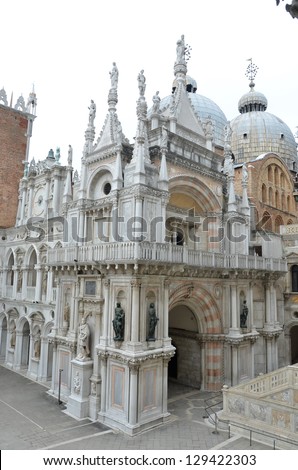 The Doge\'s Apartments within the Doge\'s Palace, Venice Italy. St Mark\'s Basilica can be seen just behind