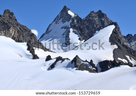 The Bouquetins, high peaks in the southern swiss alps on the italian border, above the town of Arolla in the Val d\'Herens