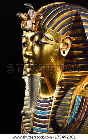 GENEVA SWITZERLAND DECEMBER 17 Tutankhamun's death mask at the Tutankhamun exhibition December 17 2013 in Geneva Switzerland GENEVA SWITZERLAND DECEMBER 17 Tutankhamun's death mask at the Tutankhamun exhibition December 17 2013 in Geneva Switzerland