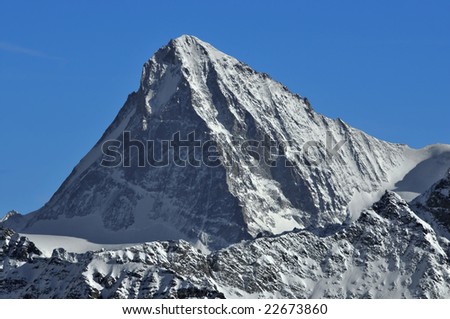 Swiss Alps the West and North faces of the pyramid shaped Dent Blanche