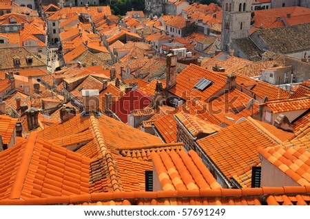 the roof tops of historical and UNESCO listed Dubrovnik, Croatia