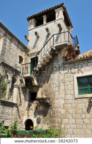 The tower which is part of Marco Polo\'s home on the island of Korcula in Croatia