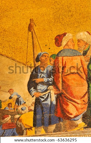 setting sail from Alexandria to Venice.  Scene from the basilica of Saint Mark in Venice, Italy