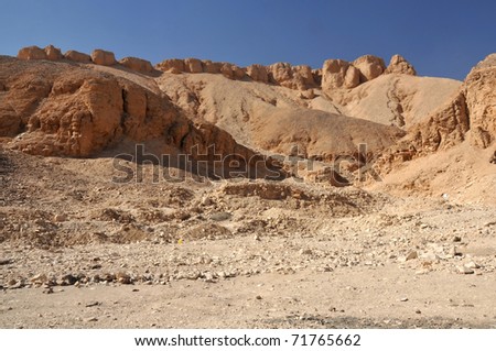 Desert landscape of the Valley of the Kings at Luxor, in Egypt