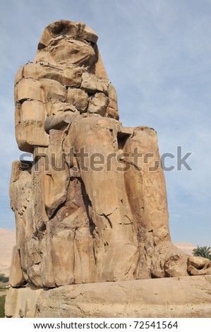 The whistling colossus of Memnon at the entrance to the valley of the kings at thebes near Luxor, Egypt