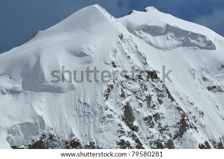 the north face of the mont Durand in the southern swiss alps between Zinal and Zermatt