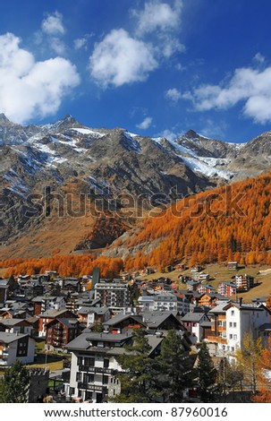 the swiss ski resort of Saas Fee famous for its year round skiing and 13 4000m summits together with a sunny climate