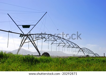 modern irrigation system working on a farm