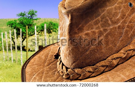 Close up of a crocodile skin leather hat in nature