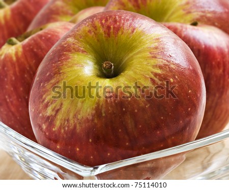 Fresh red apples - close up with very shallow depth of field