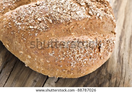 Healthy whole wheat bread - close up with shallow depth of field