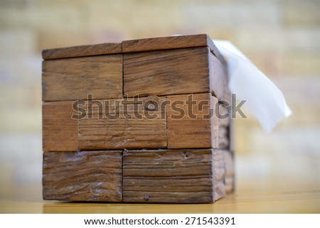 Wood for the tissue box, handmade in Thailand.