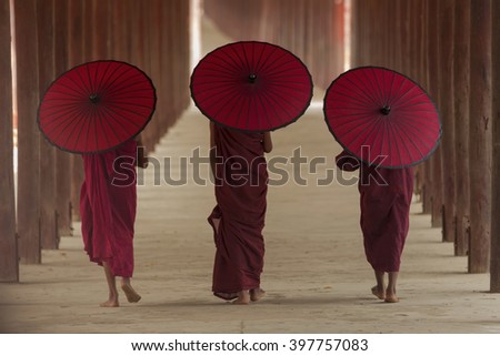 Asian,Life of a Buddhist monk in Burma.