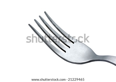 Fork macro close up isolated on white background. Clipping path.